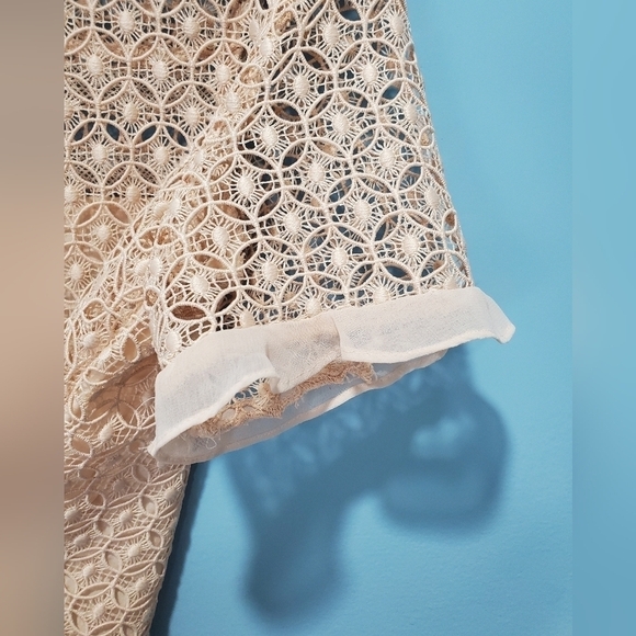 Zara Crochet Blush Pink High Neck Top. Ruffle Detail Front Lined Sz S. - Picture 6 of 9